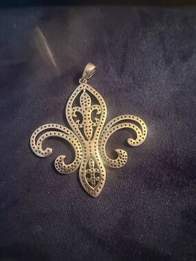 Ina Silver-Tone Fleur-de-Lis Filigree Pendant